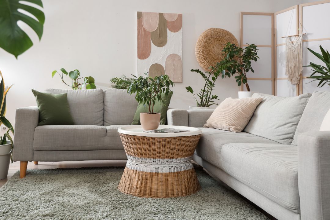 Sala com plantas dentro de casa
